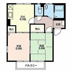 フレグランス美咲 2DKの間取図画像