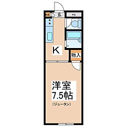 新風ハイツ第二 1Kの間取図画像