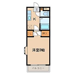 メゾンセシボン東部 1Kの間取図画像
