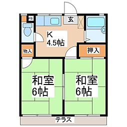 フレグランス中丘 2Kの間取図画像