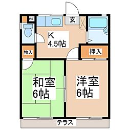 フレグランス中丘 2Kの間取図画像