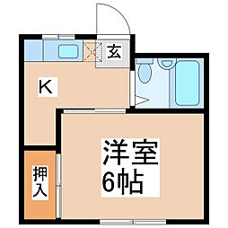 サンライズハイツ常田 1Kの間取図画像
