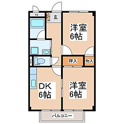 コーポ・ショウカ 2DKの間取図画像