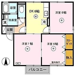 サニーハイツA 3DKの間取図画像