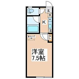 コーポ泉平 1Kの間取図画像