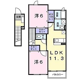 エレガンスラピーニB 2LDKの間取図画像