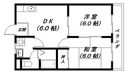 パティオ21 2DKの間取図画像