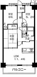 近江八幡グリーンマンション 3LDKの間取図画像