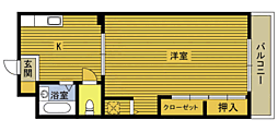 グリーンビル乙津 1Kの間取図画像