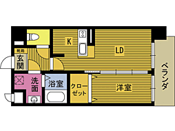 アージョスパジオ鶴崎 1LDKの間取図画像