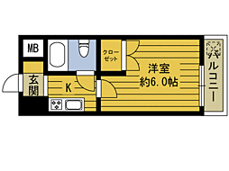アメージング鶴崎 1Kの間取図画像