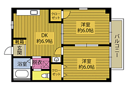 ビバリーヒルズ・21 1LDKの間取図画像