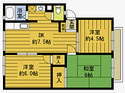 サンシティ三川 3DKの間取図画像