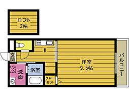 コーポバンビーナ2 1Kの間取図画像