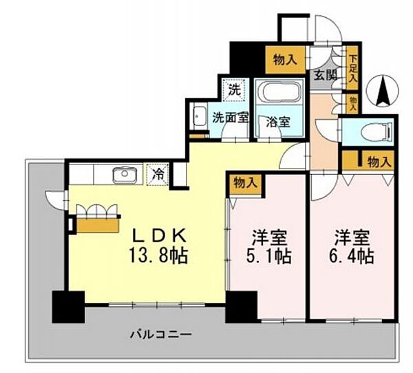 大阪府大阪市中央区島之内1丁目(賃貸マンション2LDK・5階・57.17㎡)の写真 その2