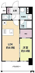 JR大阪環状線 福島駅 徒歩9分の賃貸マンション 11階1LDKの間取り