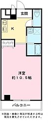 メロディーハイム夕陽丘 1Kの間取図画像