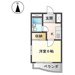 ルピナス栄 1Kの間取図画像