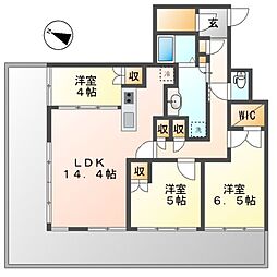 ナゴヤザタワー（ＮＡＧＯＹＡ　ｔｈｅ　ＴＯＷＥＲ） 6階3LDKの間取り