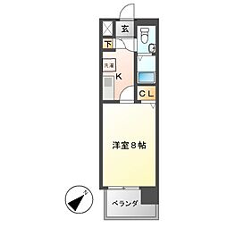 プレサンスミュウ新栄（プレサンスｍｉｕ新栄） 5階1Kの間取り