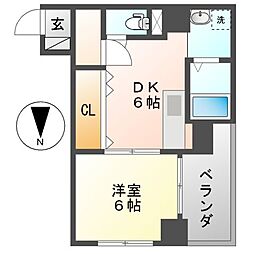 Ｋ・Ｐｏｉｎｔ　Ｂｌｄｇ（ケイポイントビル) 5階1DKの間取り