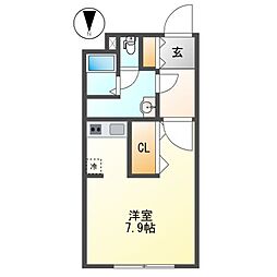 クレストタップ名古屋ウエスト 1Kの間取図画像