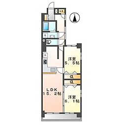 ライオンズマンション栄第2 2LDKの間取図画像