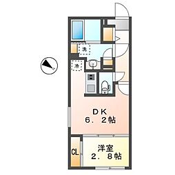 リーデンス今池 1DKの間取図画像