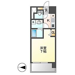 レジデンス東別院スクエア 1Kの間取図画像