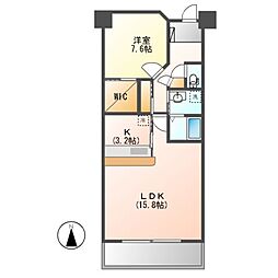 ソーラスフロント富船北棟 1LDKの間取図画像