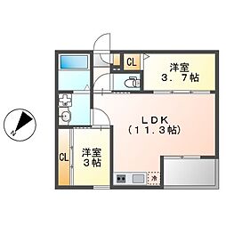 REGALESTルミナス黄金 2LDKの間取図画像