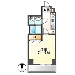 レジデンスラミア 1Kの間取図画像