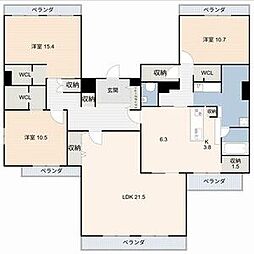 アビタシオン泉 4LDKの間取図画像