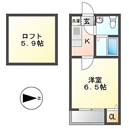 サンシティ 1Kの間取図画像