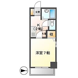 ヴィブレ平和 1Kの間取図画像
