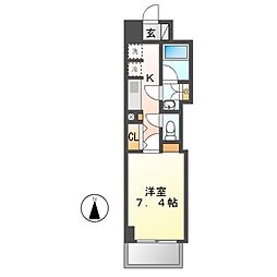 スリーアイランドタワー千種 1Kの間取図画像