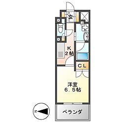 グラン・アベニュー名駅 1Kの間取図画像