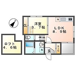 ハーモニーテラス志賀町9 1LDKの間取図画像
