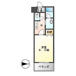 グラン・アベニュー白川公園 1Kの間取図画像