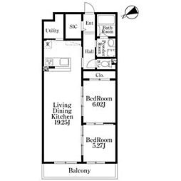 名古屋市千種区千種2丁目マンション 2LDKの間取図画像