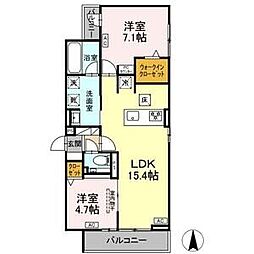 セレスティア草薙町 2LDKの間取図画像