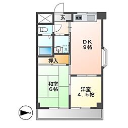 ハウスアベニュー 2DKの間取図画像