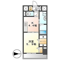 トレフルコート 1Kの間取図画像
