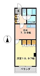 セイント橘 1DKの間取図画像