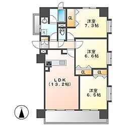 ProceedARATAMABASHI 3LDKの間取図画像
