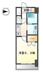 レジディア鶴舞 1Kの間取図画像