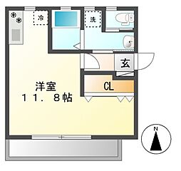 サンガーデン主税町 ワンルームの間取図画像