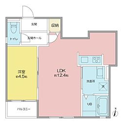 VILLA桜山 1LDKの間取図画像