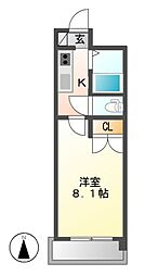 リエス伏見 1Kの間取図画像