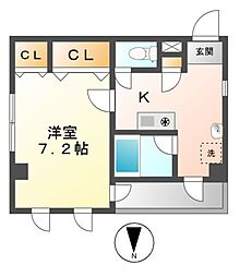 ジュネス上飯田 1Kの間取図画像